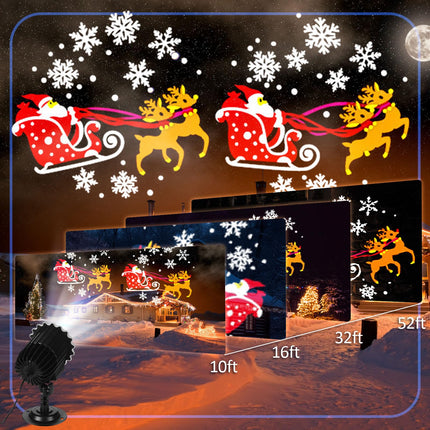 Christmas Projector Lights Outdoor LED Projector Santa Claus on Dynamic Sleigh Waterproof Outdoor Indoor Christmas Projection Patterns Spotlight for Landscape Garden Yard Patio Party