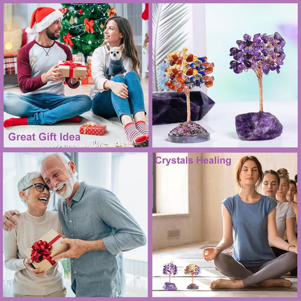 Amethyst Crystal Tree of Life,Money Tree Decorations,Crystals and Healing Stones,Reiki Positive Energy Gemstones Tree,Purple Room Office Desk Feng Shui Tree Decor Meditation s for Women