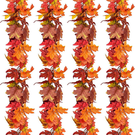 4 Pack Fall Garland Maple Leaf, 5.9Ft/Piece Hanging Vine Garland Artificial Autumn Foliage Garland Decor for Home Thanksgiving Halloween Party Christmas Decorations
