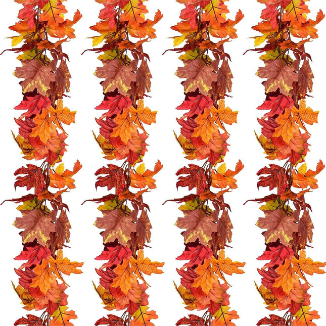4 Pack Fall Garland Maple Leaf, 5.9Ft/Piece Hanging Vine Garland Artificial Autumn Foliage Garland Decor for Home Thanksgiving Halloween Party Christmas Decorations