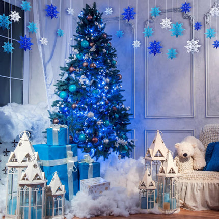 Dilunave 21 Pieces Winter Christmas Snowflake Hanging Decorations Xmas Snowflake Ornaments Winter Snowflake Garlands for Christmas Holiday Party Anniversary Home Decorations
