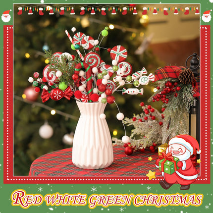Lyrow 10 Pcs Christmas Tree Picks Christmas Candy and Lollipop Pick Christmas Tree Picks Decoration Lollipop for Xmas Tree Topper Decor Vase Filler Craft Wreath Holiday Party Ornament (Cute)