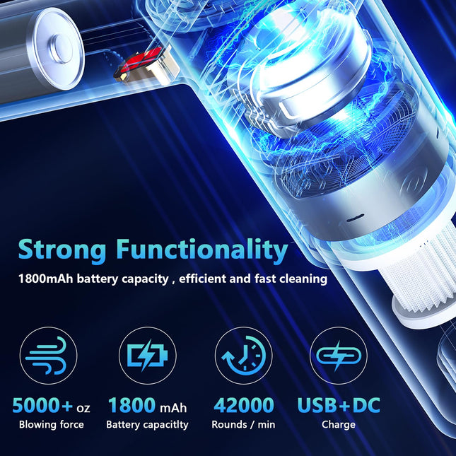 Kovshuiwe Car Vacuum Portable Cordless 8000Pa,Powerful Handheld Cordless Vacuum Cleaner,Portable Vacuum With 120W Rechargeable Power Wet Dry Hand Held Car Vacuum Hepa Filter For Car,Home,Office,Pet