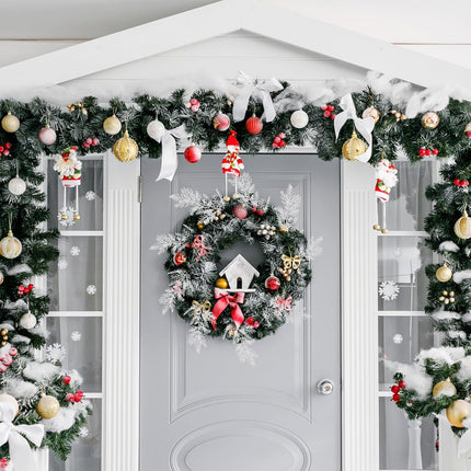LIOOBO Christmas White Pine Needles Picks: 24 Pcs Artificial Pine Tree Twig, Pine Branches for Christmas Wreath Garden DIY Garland Decor