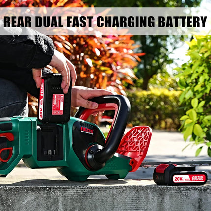 HYPERECHO Cordless Hedge Trimmer 40V MAX 24-Inch 1" Cutting Capacity Cordless Shrub Trimmer Electric Hedge Trimmer Brushless Motor (2.0Ah Battery*2&Charger Included)