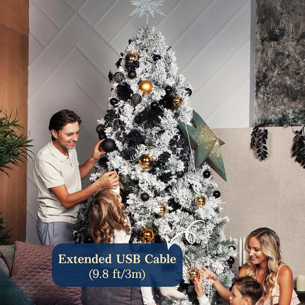 Luxspire Christmas Tree Topper, Double-Layer Glitter Metal 3D Lighted Tree Topper with USB Plug in & Remote Control, 10.6" Christmas Decorations Lights for Home Party, Silver