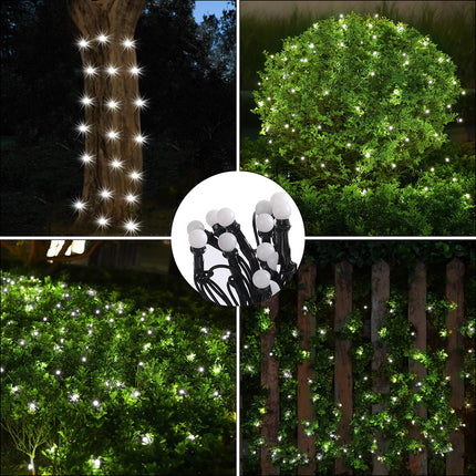 White Christmas Lights Outdoor Waterproof Solar Powered, 100Led 5ftx5ft Net Lights Outdoor Mesh Lights with Remote, 8 Modes Connectable Net Christmas Lights for Bushes Christmas(Cool White)