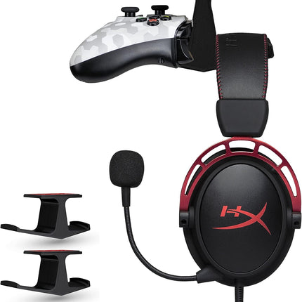 [EOL] The Gorgon - Under Desk Gamepad Controller & Headphone Hanger (2 Pack), for Xbox, PS4, PS5, Dualshock, Series One, Steelseries, PC & Most Gaming Headsets, Screwless Holder Stand, Black [EOL]