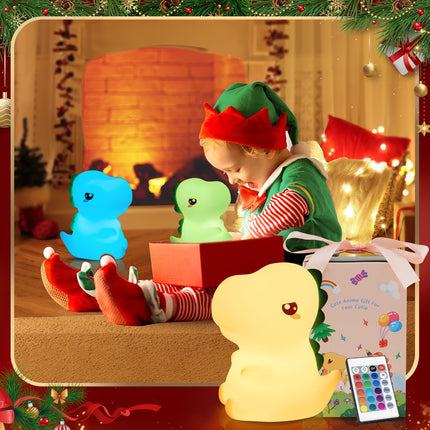 Dinosaurs s Baby s, 16 Colors & Remote Control Silicone Dinosaur Light Dinosaur Lamp, Dimmable Baby Night Light Lamp, Portable Rechargeable Dinosaur Christmas s for Boys