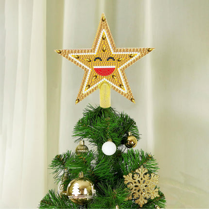 Mini Christmas Tree Topper Diamond Art Painting，Diamond Art Star Topper for Christmas Tree，Christmas Decorative Holiday Bethlehem Star Ornament