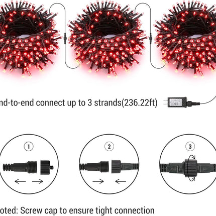 Brizled Red Christmas Lights, 78.74ft 240 LED String Lights, Plug in Christmas Lights Outdoor Connectable, 8 Modes Mini Christmas Lights Waterproof for Indoor Xmas Tree Halloween Party Garden Decor