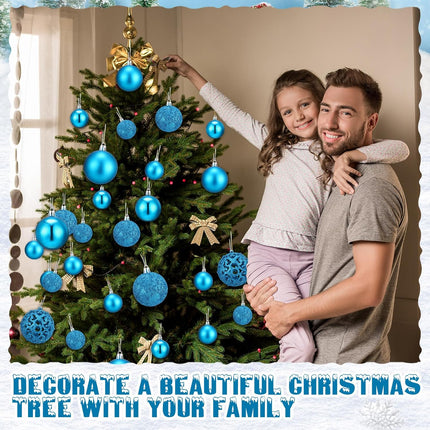 Yunsailing 100 Pcs Christmas Ball Ornaments Decorative Hanging Baubles Set Christmas Balls Xmas Seasonal Decorative Pendants for Christmas Tree Holiday Wedding Party Decorations (Lake Blue)
