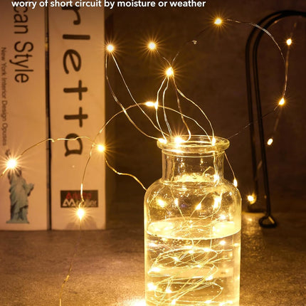 12 Pack Fairy Lights Battery Operated -7ft 20 LED Silver Wire String Lights Waterproof Mini Firefly Lights for Bedroom, Wedding, Mason Jars, DIY, Crafts, Christmas Garlands, Party Decor