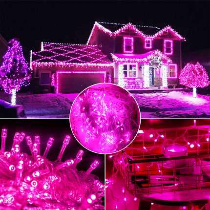 YAOZHOU Pink Christmas Decorations String Lights, Fairy Lights Indoor Outdoor IP44 Waterproof 66Ft 200LED 8 Modes, Decor for Holiday, Party, Wedding, Garden, Tree Decor