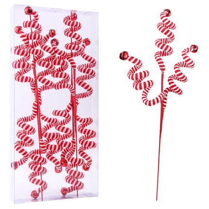 4PC Set Red/White Christmas Tree Decoration Woolen Bells Curly Pick, Christmas Ornaments Home Office Party