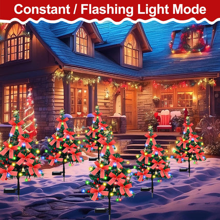 2 Pack Solar Christmas Trees Lights Outdoor Waterproof Decorations 32 inch with 40 LED Light Waterproof, Outdoor Decor Xmas Trees with Lights for Porch Yard Garden Pathway