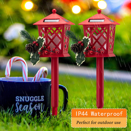 4Pack Solar Christmas Pathway Lights Outdoor Garden Decorations Landscape LED Lights for Holiday Outside Yard Lawn Decor