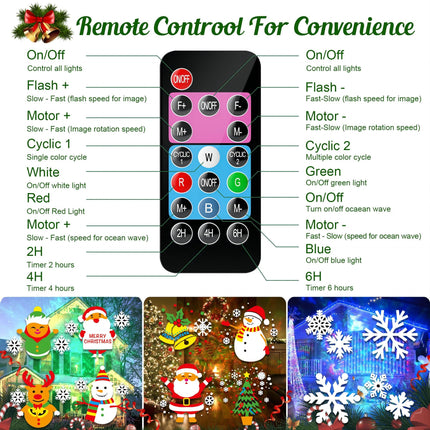 Christmas Halloween Projector Lights Outdoor, COOLWUFAN 2-in-1 Moving Patterns Landscape Lights, 30 HD Effects (3D Ocean Wave)Projection Light for Xmas Halloween Party Garden Decorations