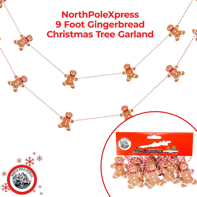 9 Foot Mini Gingerbread Man Christmas Garland Cute Small 2 Inch Claydough Gingerbread Men Christmas Tree Garland Gingerbread Cookie Candy Theme Trees Garland Christmas Decorations For Indoor Use