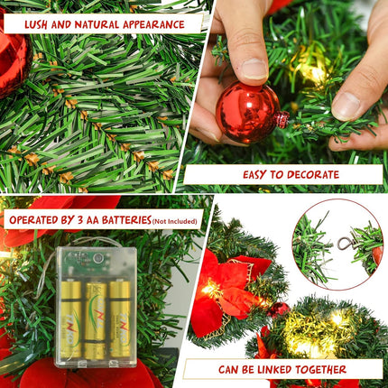 Prelit Artificial Christmas Garland,9FT Christmas Wreath for Christmas Decorations,Christmas Garlands with Lights,Rattan Decorations Xmas for Fireplaces Stairs,Holiday,Wedding Party,Evergreen