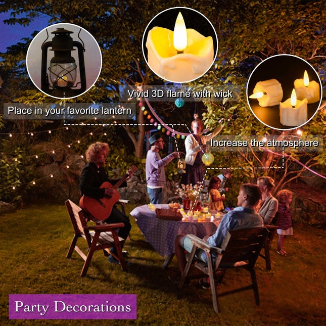 12 Pack Timer Tea Light Battery Operated, Flameless Flickering LED Timer Votive Tealight Fake Candles Bulk for Christmas Halloween Decorations