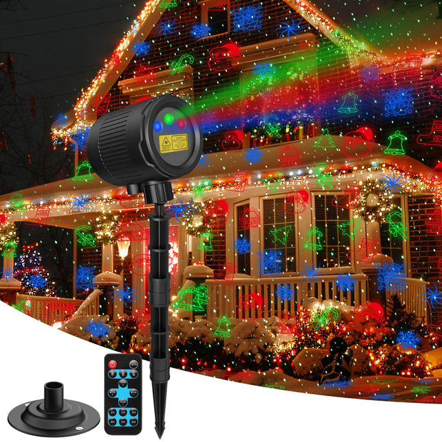 Laser Projector Lights Outdoor, Moving Red Green Blue Laser Projection Light with RF Control, Outdoor Waterproof Decorative Light for Garden Halloween Christmas Year