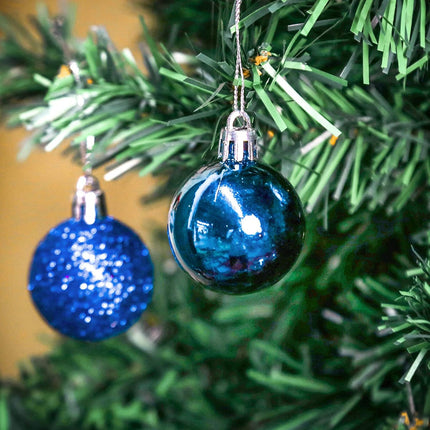 DomeStar 100PCS Shatterproof Blue Christmas Ornament Set - Glitter Balls for Tree Decor and Wreaths