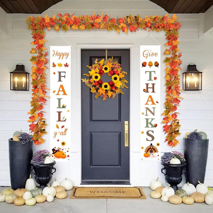 Fall Decor-6Ft Fall Garland Maple Leaf Garland Pumpkin Berry Fall Leaf Garland Decoration for Thanksgiving Halloween and Christmas, Indoor & Outdoor Mantle, Table, Fireplace