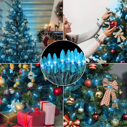70 Counts C6 LED Christmas Lights - 35.5ft Aqua Christmas Lights Outdoor, Aqua String Lights Indoor, Commercial Grade Aqua Christmas Lights Outdoor Waterproof for Party, Outside, UL