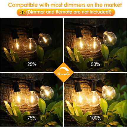 Mlambert 100Ft(2x50Ft) Outdoor String Lights G40 Globe Patio Lights with 50+4 LED Bulbs, Waterproof Hanging Lights for Balcony Gazebo Tents-Black Wire