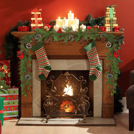 AnyDesign Christmas Garland with Red Berries Pine Cones Artificial Christmas Hanging Cedar Garland for Winter Xmas Party Dinner Door Indoor Outdoor Home Wedding Frame Backdrop Decor (6.2Ft)