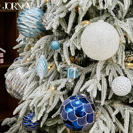 4Pcs Shatterproof Plastic Christmas Ornaments 6 Inch Extra Large Xmas Tree Ornaments Set with Lanyard for X-mas Party Wreath and Garlands Decorations, Silver & Blue