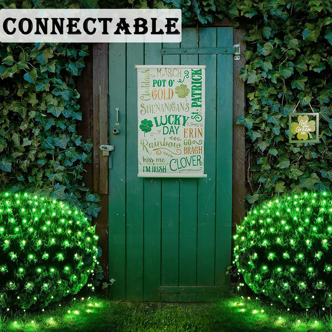 Green Net Lights Outdoor Mesh Lights St Patrick’s Day Decoration, 21ft x 5ft 360 LED Green Giant Mesh Lights Connectable 8 Modes Christmas Lights String Waterproof for Bushes Tree Garden Party Decor