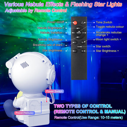 Astronaut Galaxy Projector with Moon Lamp, Night Light Starry Star Projector with Moon Lamp, Ceiling Nebula Space Projector for Bedroom Decor with 8 Mode/Speed/Dimmable/Timmer, s for Christmas