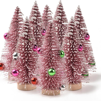 Mini Snow Frost Trees Mini Christmas Tree Plastic Winter Snow Ornaments Tabletop Trees for Holiday Party DIY Room Decor Home Table Top Christmas Decoration Diorama Models 4“ 8 Pcs