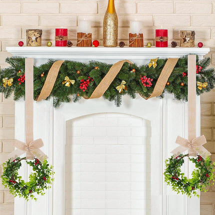 jiebor 2Pcs Mini Christmas Wreaths Cabinet Wreaths Small Green Hanging Wreath Christmas Ornament for Cabinets Winter Holiday Home Outdoor Indoor Window Christmas Tree Crafts Decorations 25 x 10 Inch
