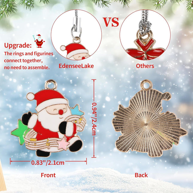 Edenseelake 30 Pcs Mini Christmas Ornament, Small Resin Metal Haning Christmas Ornaments with String for Christmas Tree Decoration
