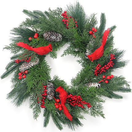Christmas Wreath, 24" Cardinals Christmas Wreaths for Front Door, Christmas Door Decorations Cardinals s, Year Christams s