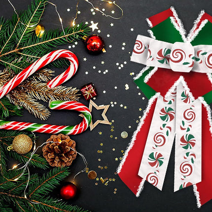 Large Christmas Bows for Wreath, Merry Christmas Wreath Bows Red Green Velvet Bow Winter Holiday Craft Ribbon Bow Xmas Candy Tree Bows for Front Door Christmas Year Decorations