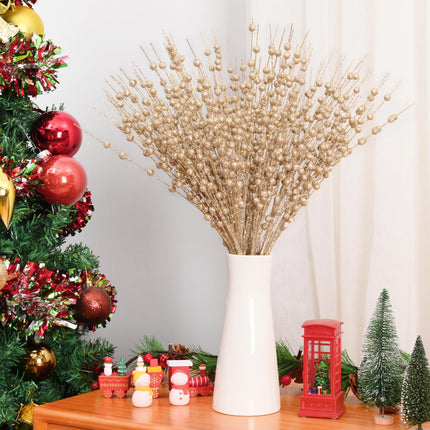 Christmas Tree Decorations, 12 Pack Christmas Tree Picks, Champagne Christmas Ornaments, Tree Toppers Christmas Decorations for Tree Filler Stems Sticks Vase DIY s Home Decor