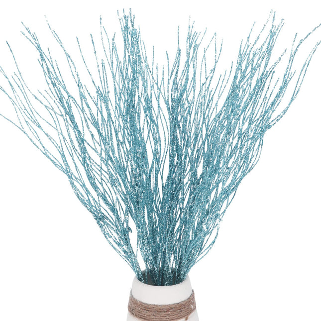 12 Pcs Christmas Glittery Curly Picks, 18.5'' Christmas Tree Topers Ting Ting Branches Spary Christmas Glitter Decorations for Christmas Tree Wreath Garland Bouquet Floral Arrangement (Sky Blue, 12)