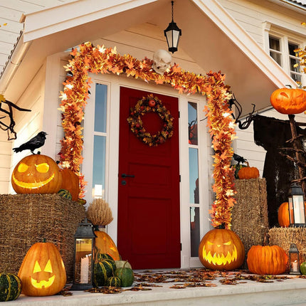 33FT Thanksgiving Tinsel Garland with LED Lights Golden Maple Leaf Metallic Twist Tinsel Garland Battery Operted Lighted Hanging Garland for Autumn Thanksgiving Halloween Party Decoration