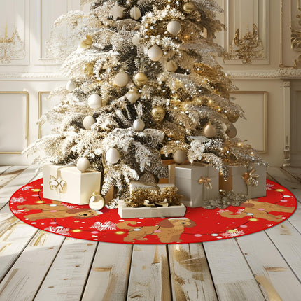 Christmas Tree Skirt Red Tree Skirts Golden Doodle Xmas Tree Skirt Tree Mat 48 Inch Dog Winter Christmas Decorations for Home