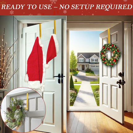 12" Metal Wreath Hanger for Front Door Non-Scratch, Damage- Wreath Hanger Heavy Duty, Over-the-Door Hooks for Hanging Welcome Sign, Wreath Holder for Easter, Halloween, Fall, Christmas Decorations