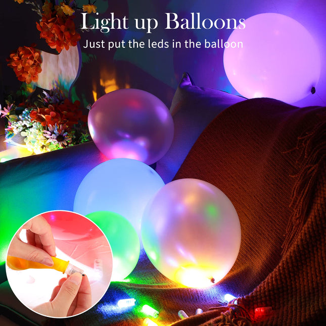 Mudder LED Balloon Lights Mini Battery Powered LED Lights Bulbs for Paper Lantern Balloon Wedding Christmas Halloween Thanksgiving Party Decoration Centerpieces(Colorful Light,50 Pieces)