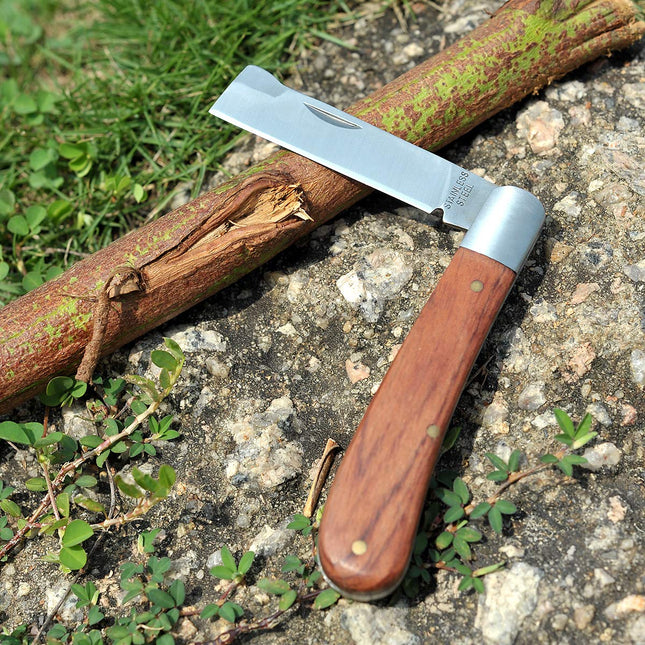 Folding Grafting Knife Grafting Tools Grafting Pruning Knife Professional Garden Fruit Tree Graftings Cutter Wooden Handle Knife