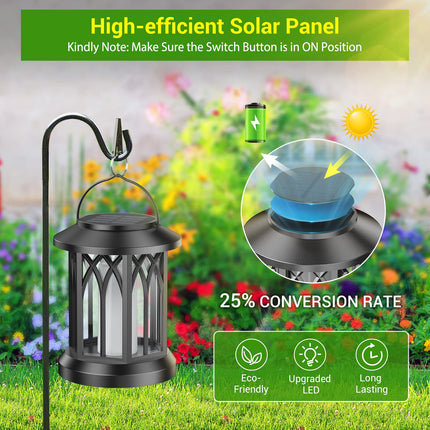 KOOPER 4 Pack Solar Lantern Outdoor Lights, d Flickering Flame Solar Lanterns Lights Outdoor Waterproof, Hanging Outdoor Solar Lanterns Lights, Solar Powered Lanterns for Yard Garden Decor