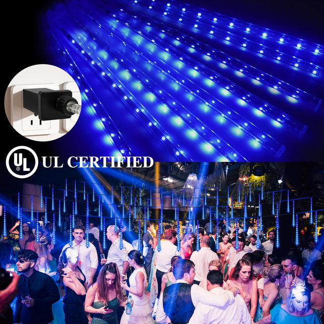 Meteors Shower Lights, 192 LED Falling Rain Lights 8 Tubes 11.8 Inch Waterproof Christmas Lights Plug in Snowfall LED Lights Outdoor for Tree Party Garden Yard Holiday Christmas Decoration, Blue