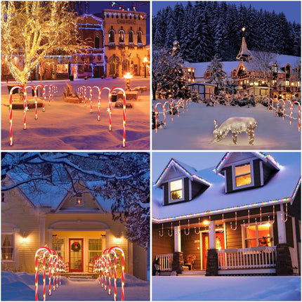 Fohil 12 Pack Christmas Solar Candy Cane Lights, 8 Modes Solar Christmas Pathway Lights Outdoor, Solar Christmas Garden Lights Waterproof for Christmas Garden Yard Landscape Decorations