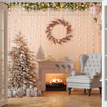 DR.DUDU 22 Inches Lighted Christmas Wreath for Front Door, Battery Operated Red Berry Artificial Wreaths with Light up Snowflakes Ornaments, Christmas Decorations for Home Mantle Holiday Party